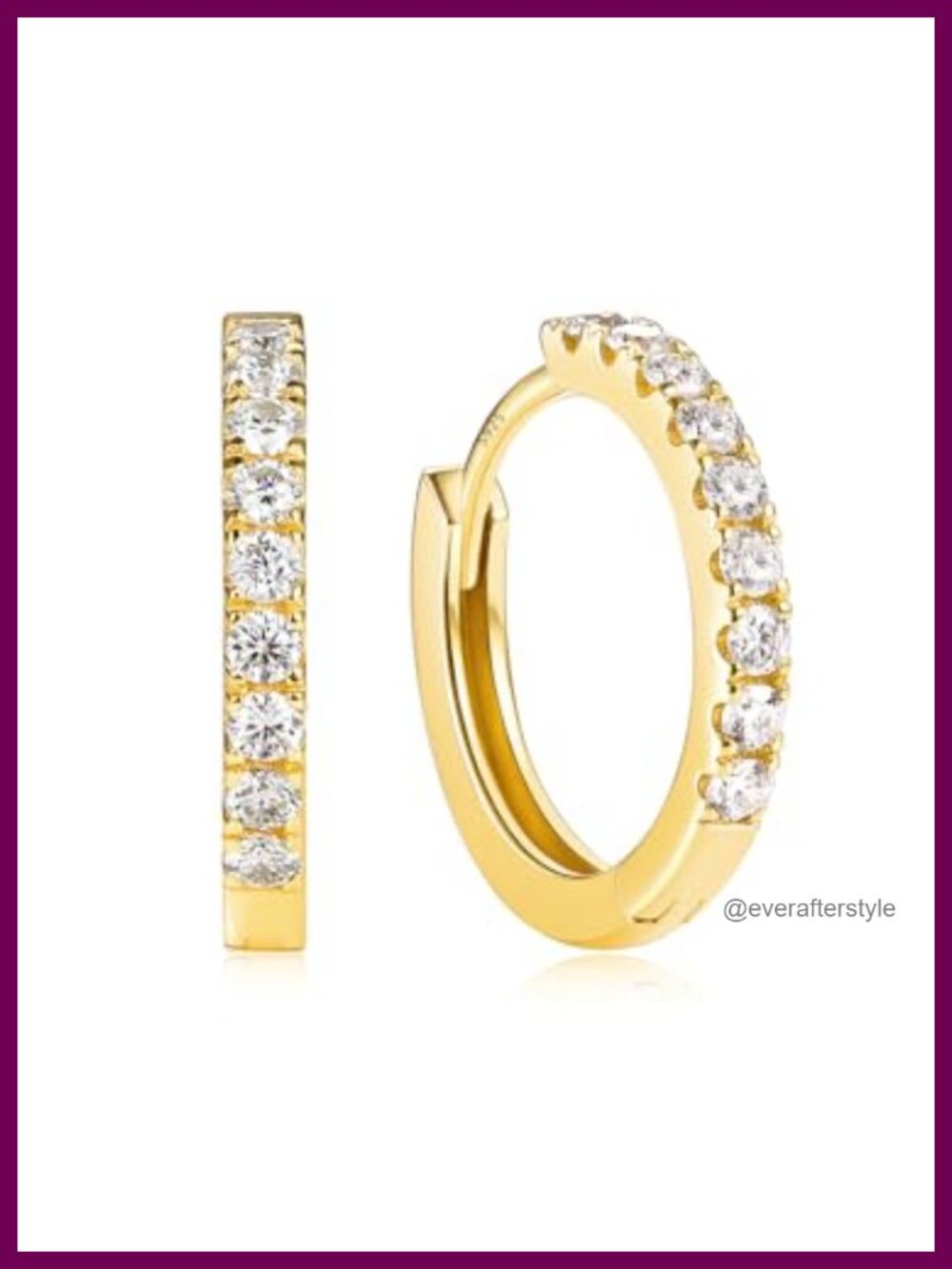 Moissanite Huggie Hoop Earrings 925 Sterling Silver Gold Plated 0.30ct